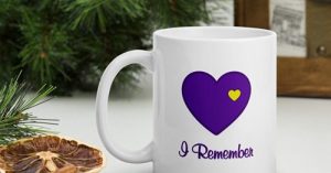 Heart of Gold "I Remember" Mug for those grieving the death of a loved one.